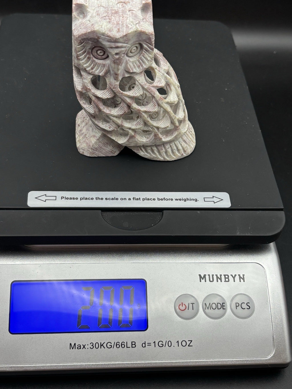 Vintage Chinese Soapstone Carved Owl Figure Pierced Sculpture Feng Shui