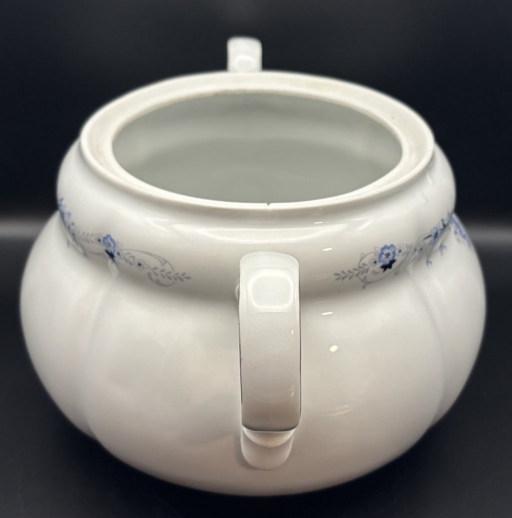 Bogucice Poland Porcelain Lidded Tureen Blue Floral Gold Gilt Rose Lid