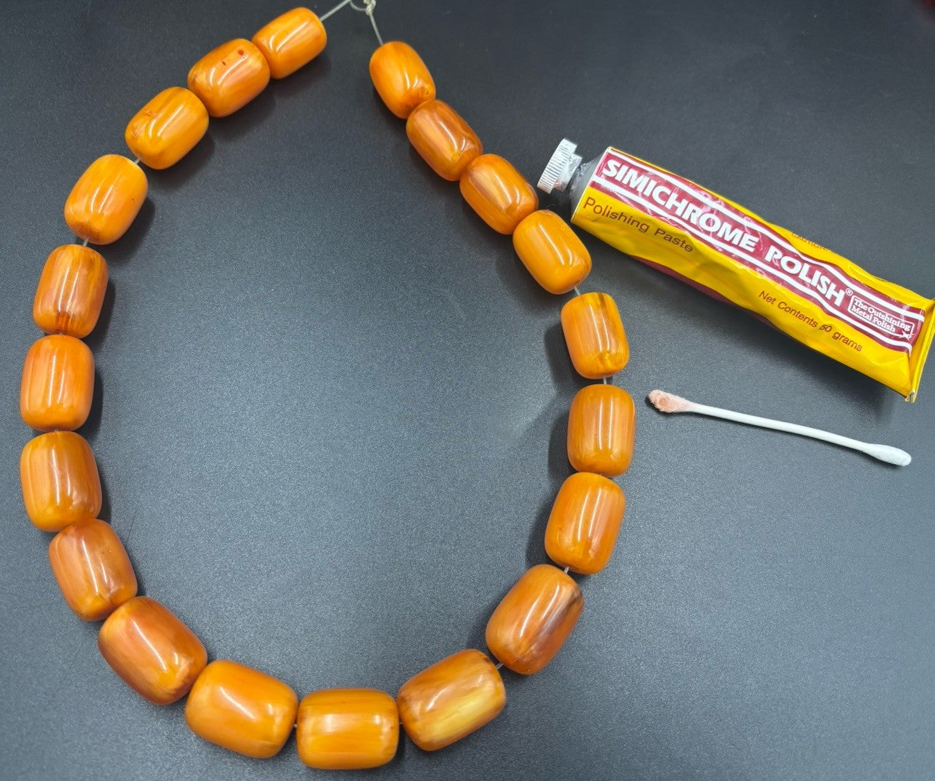 Vintage Butterscotch Bakelite Catalin Necklace 116g Art Deco Barrel Beads