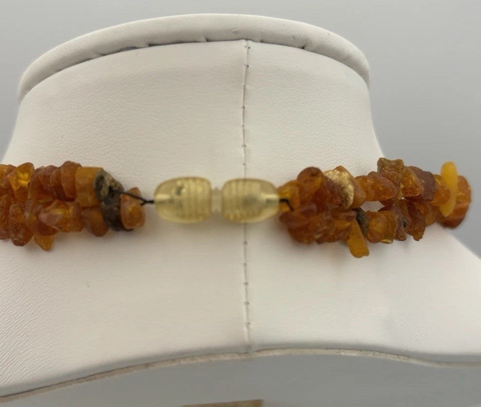 Vintage Baltic Amber Necklace Cognac Nugget Beads Double Strand