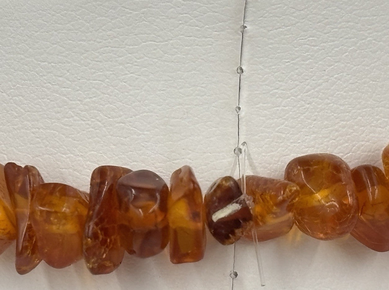 Vintage Natural Baltic Amber Necklace Cognac Nugget Beads 46g 66cm