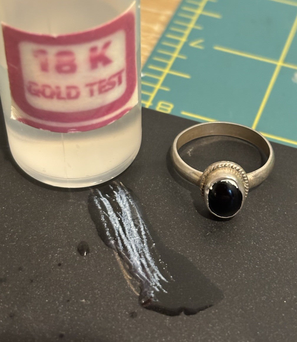 Vintage Sterling Silver Black Onyx Ring Size O 7.25