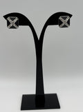 Vintage Monet Signed Black Enamel Rhinestone Stud Earrings