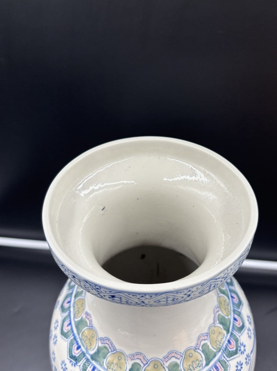 Chinese Jingdezhen Porcelain Vase Hand Painted Birds Peony Floral 42cm Large