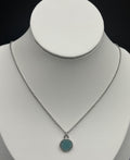 Marc Jacobs Round Logo Enamel Pendant Necklace Silver Tone