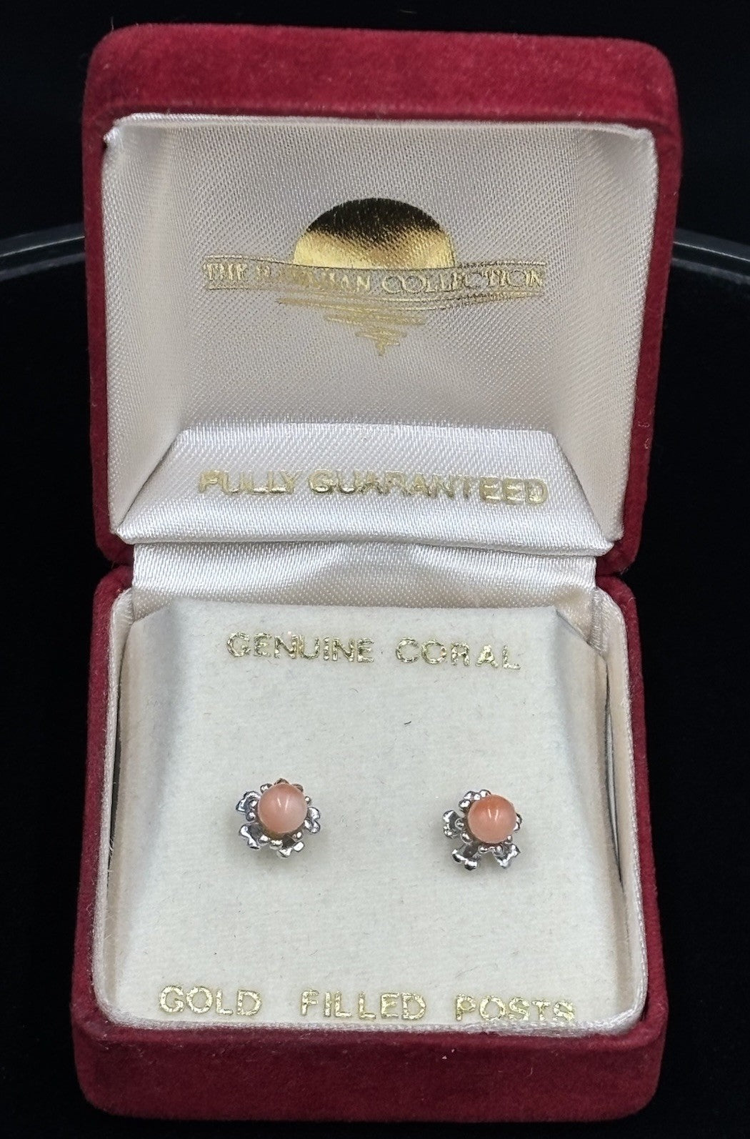 Vintage genuine coral stud earrings gold filled posts Hawaiian collection natural