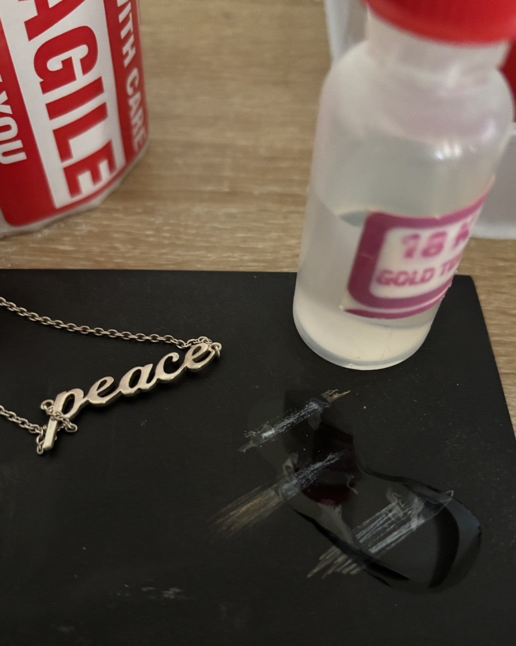 Sterling Silver 925 Peace Necklace Minimalist Script Pendant Chain