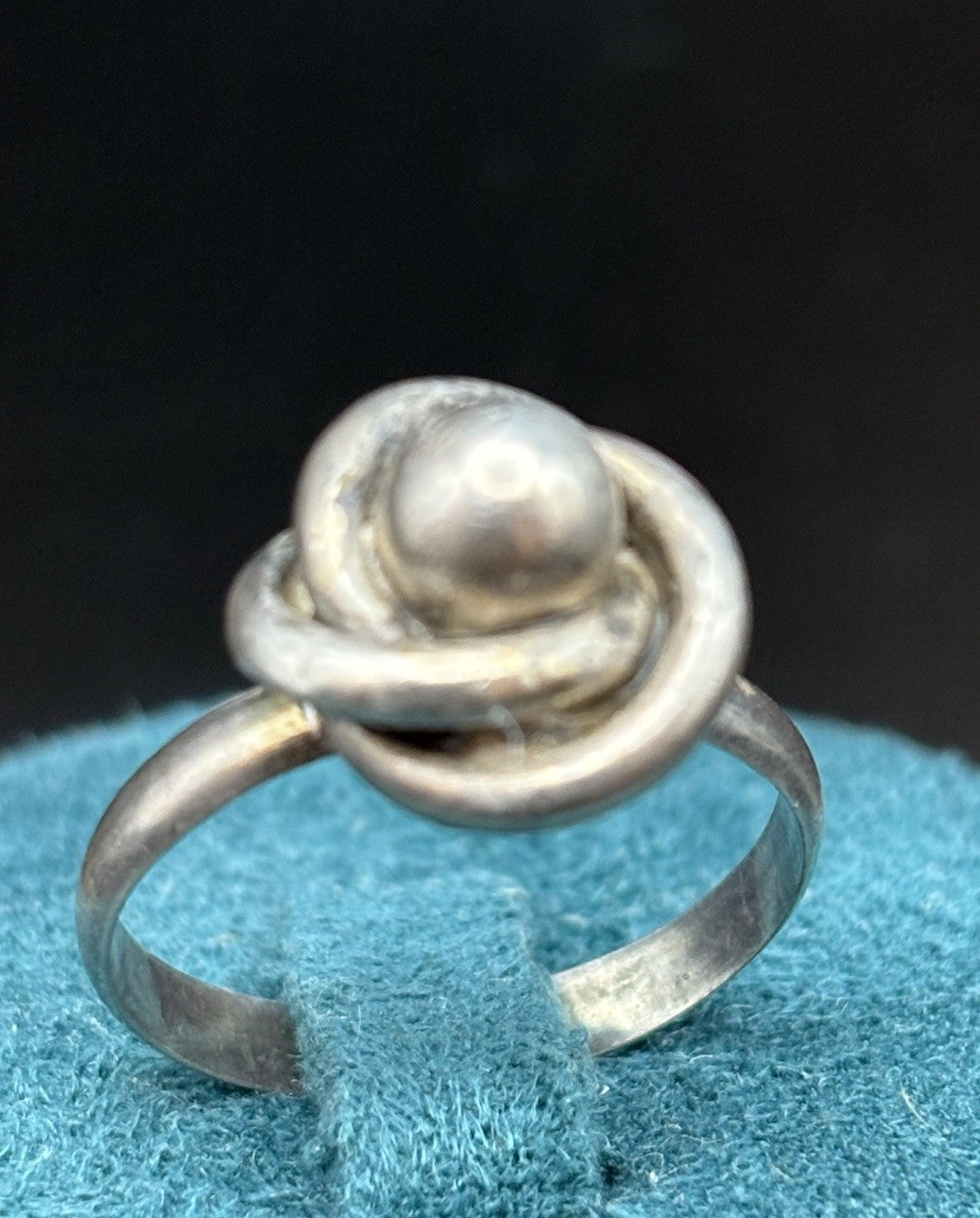 Vintage Scandinavian Modernist Style Sterling Silver Knot Ring Size 6.5