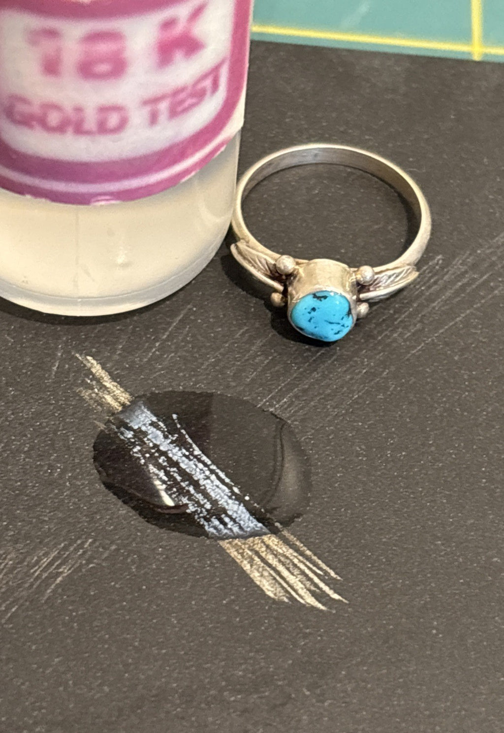 Vintage 925 Sterling Silver Turquoise Feather Ring Size 5.5