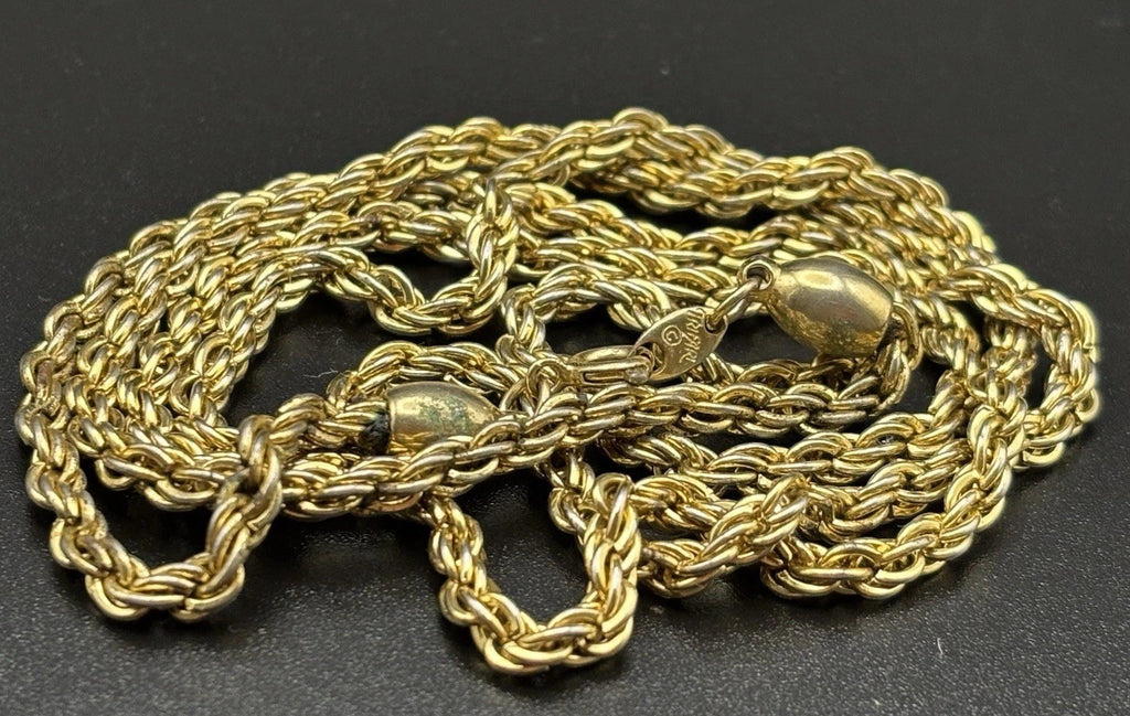 Trifari Signed Gold Tone Rope Chain Necklace Vintage