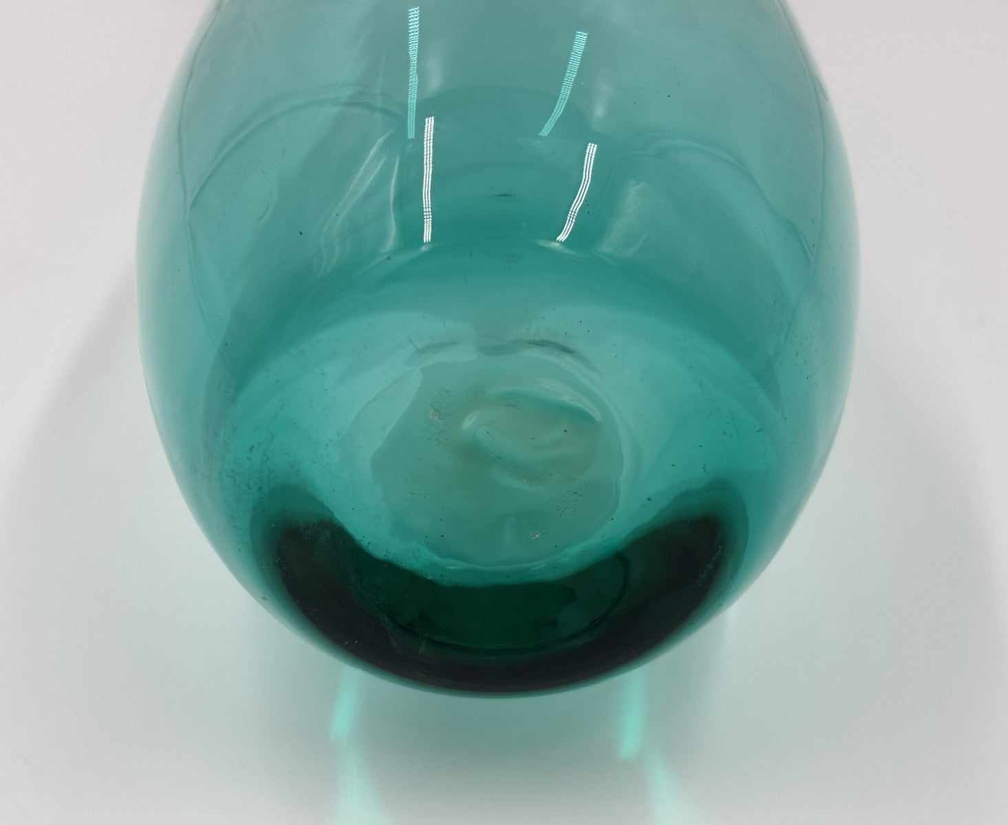 Mid Century Italian Empoli Art Glass Vase Aqua Teal Hand Blown