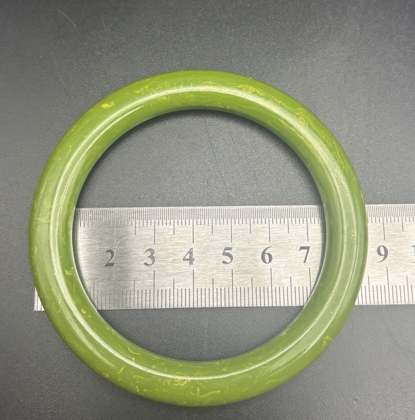 Vintage Marbled Green Bakelite Catalin Bangle Bracelet Tested 84.8mm