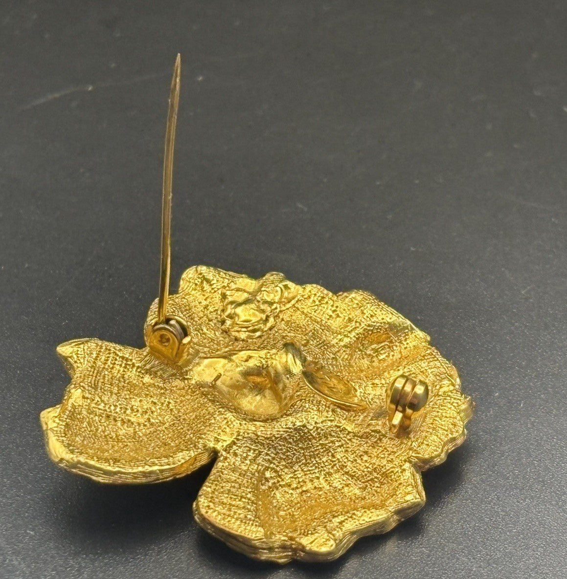 Kenneth Jay Lane KJL Rare Ladybug Pansy Brooch 22K Gold Enamel Signed