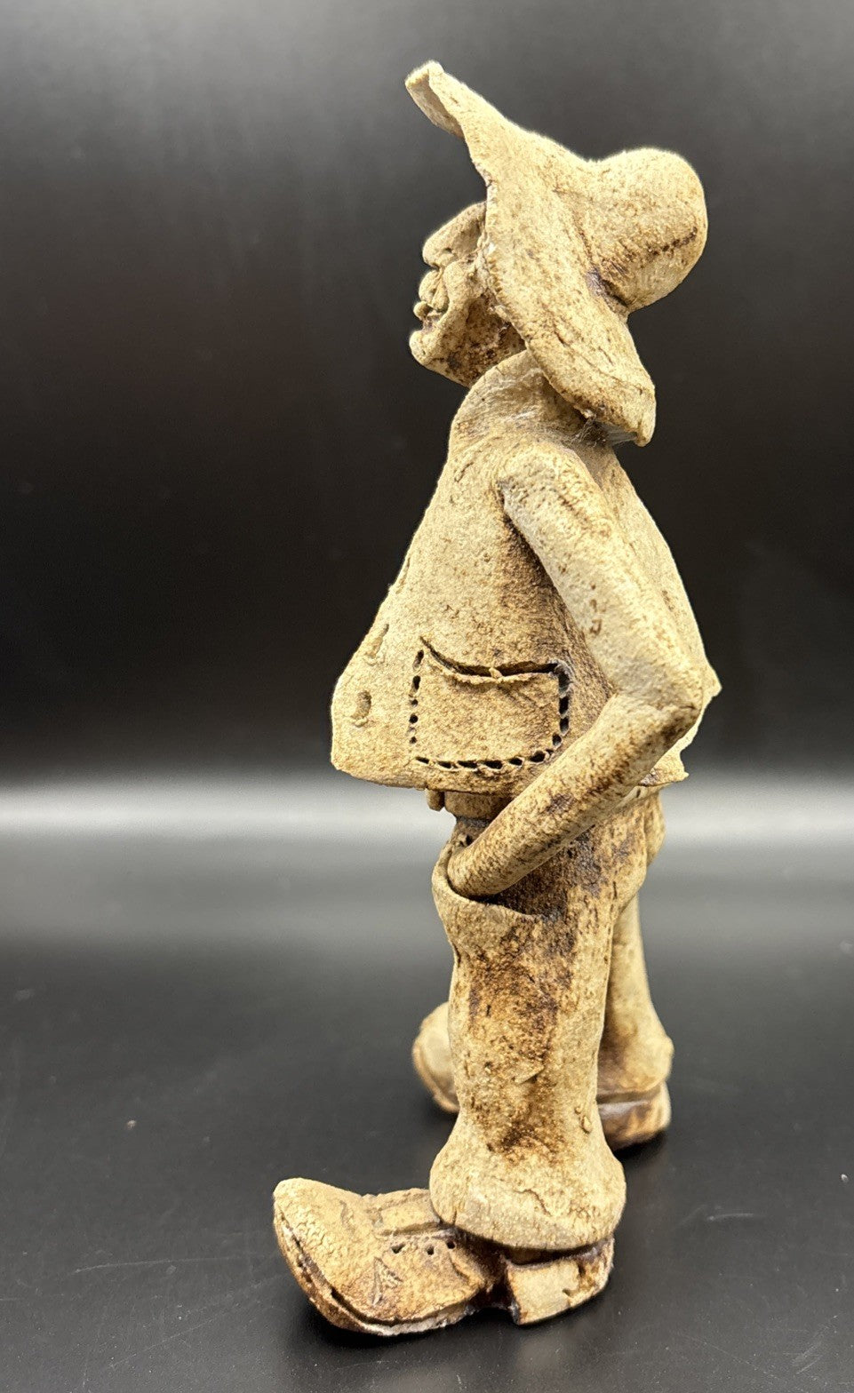 Vintage Studio Pottery Cowboy Figure Folk Art Sculpture Handmade Style