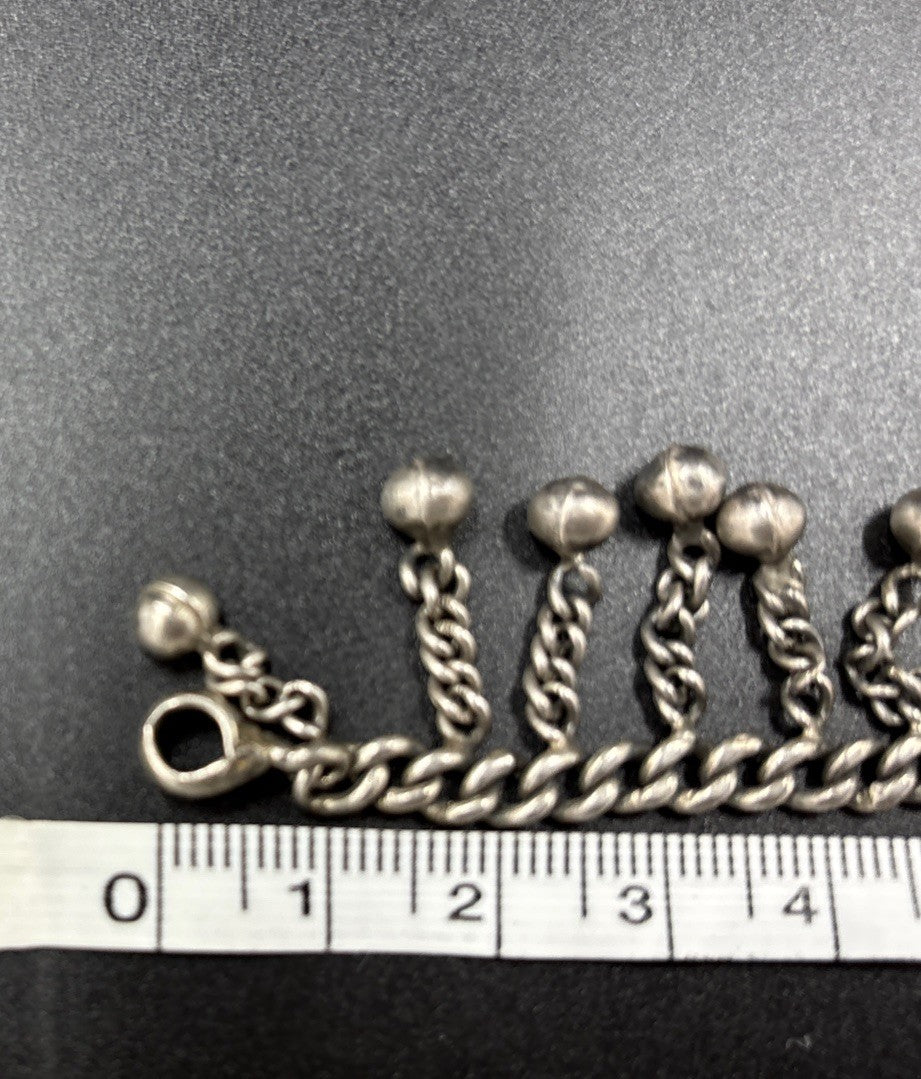 Vintage Sterling Silver Chain Anklet Choker Bells Charm Boho Tribal Jewelry