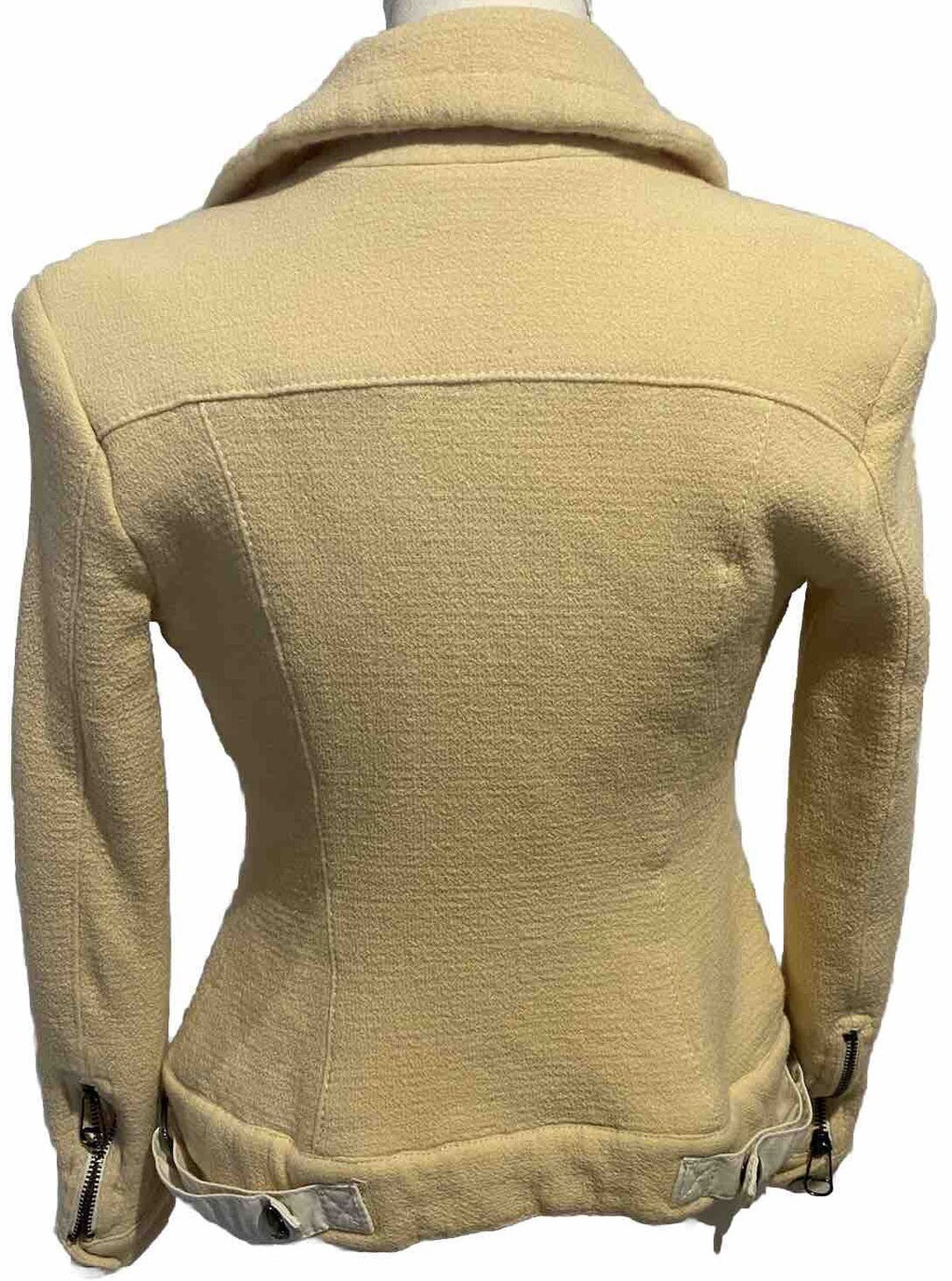RARE Versus Versace Italian Wool Moto Jacket Ivory Asymmetric Zip Y2K Designer