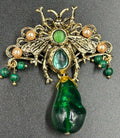Vintage Green Crystal Women Brooch Luxury Tassel Insect Pin
