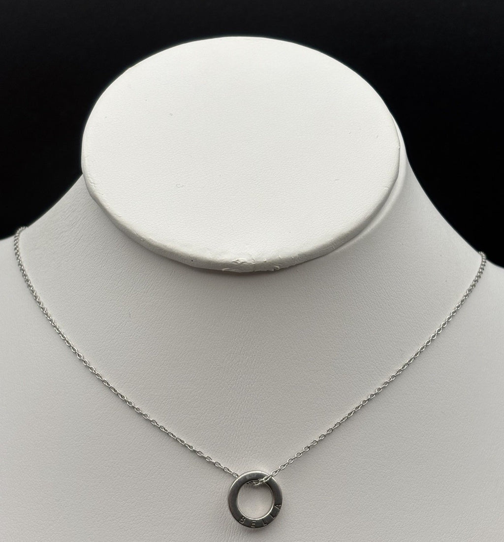 Bella MYJS 925 Sterling Silver Circle Pendant Necklace Minimalist Ring