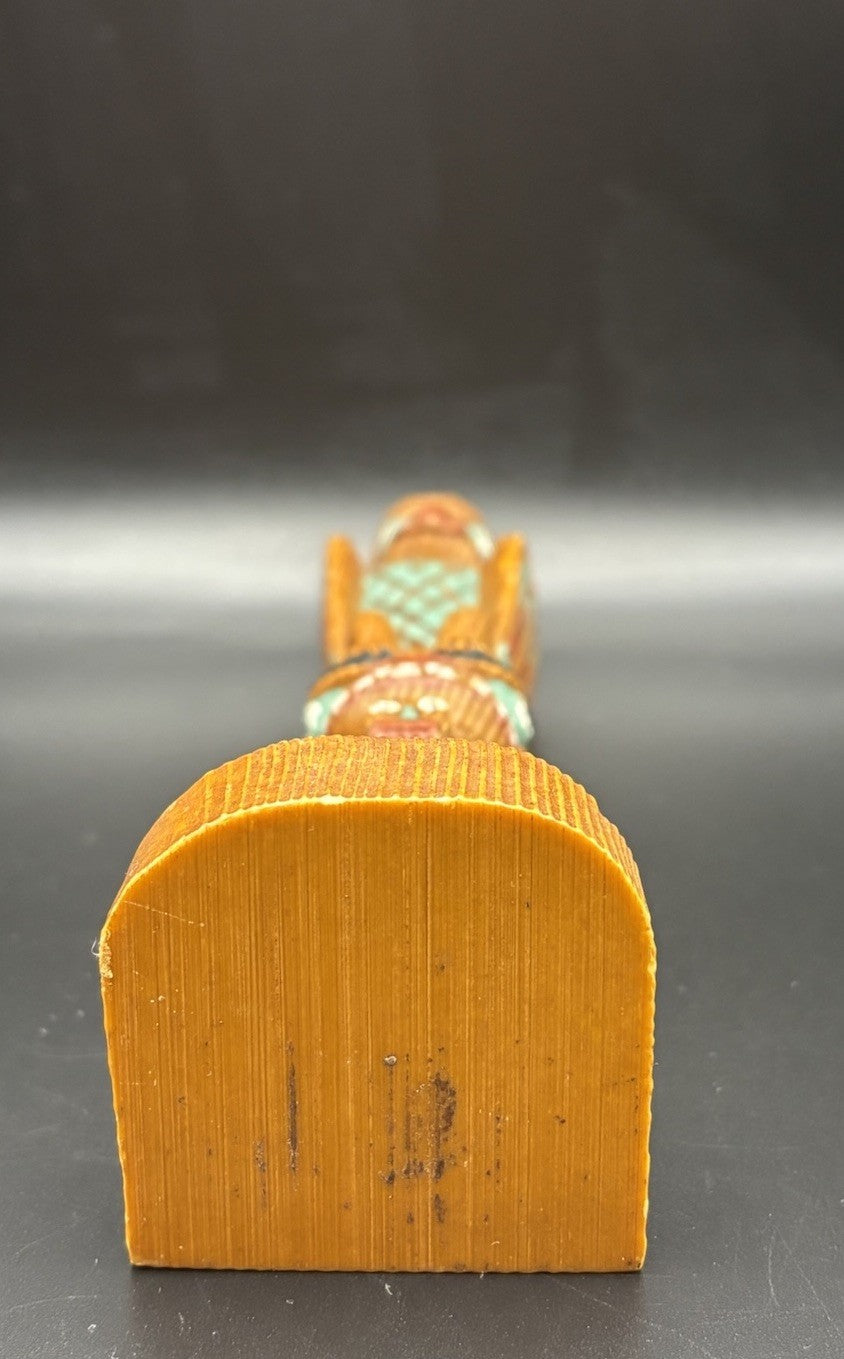 Hand Carved Wooden Tiki Totem Figure Hand Painted Tribal Folk Art Decor