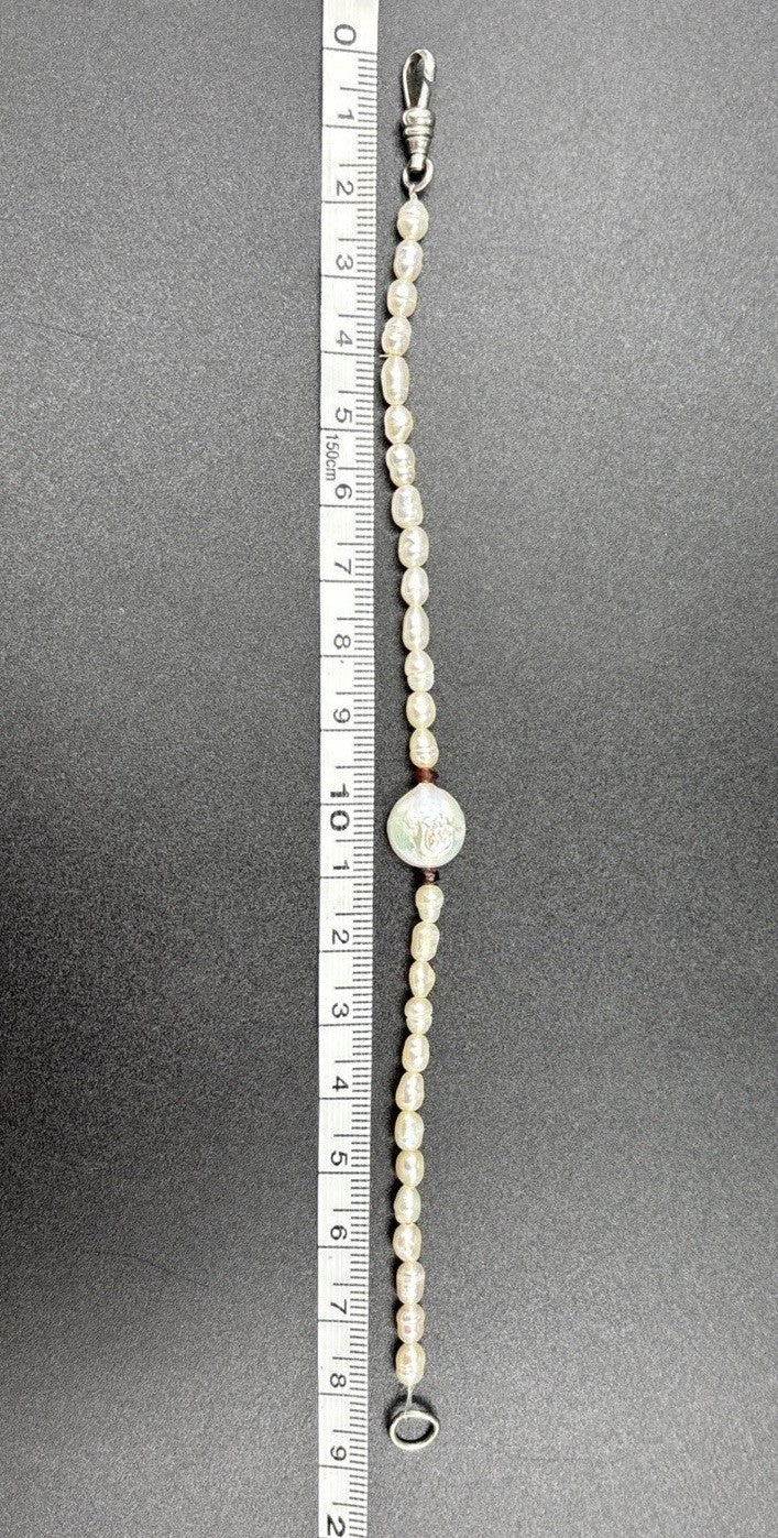 Vintage Baroque Pearl Necklace Bracelet Set 3 Strand Sterling Clasp