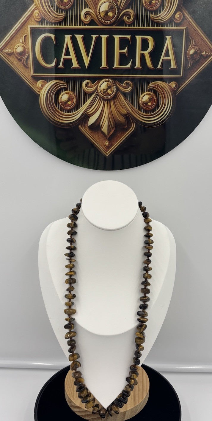 Vintage Tiger Eye Nugget Necklace Hand Knotted Natural Gemstone