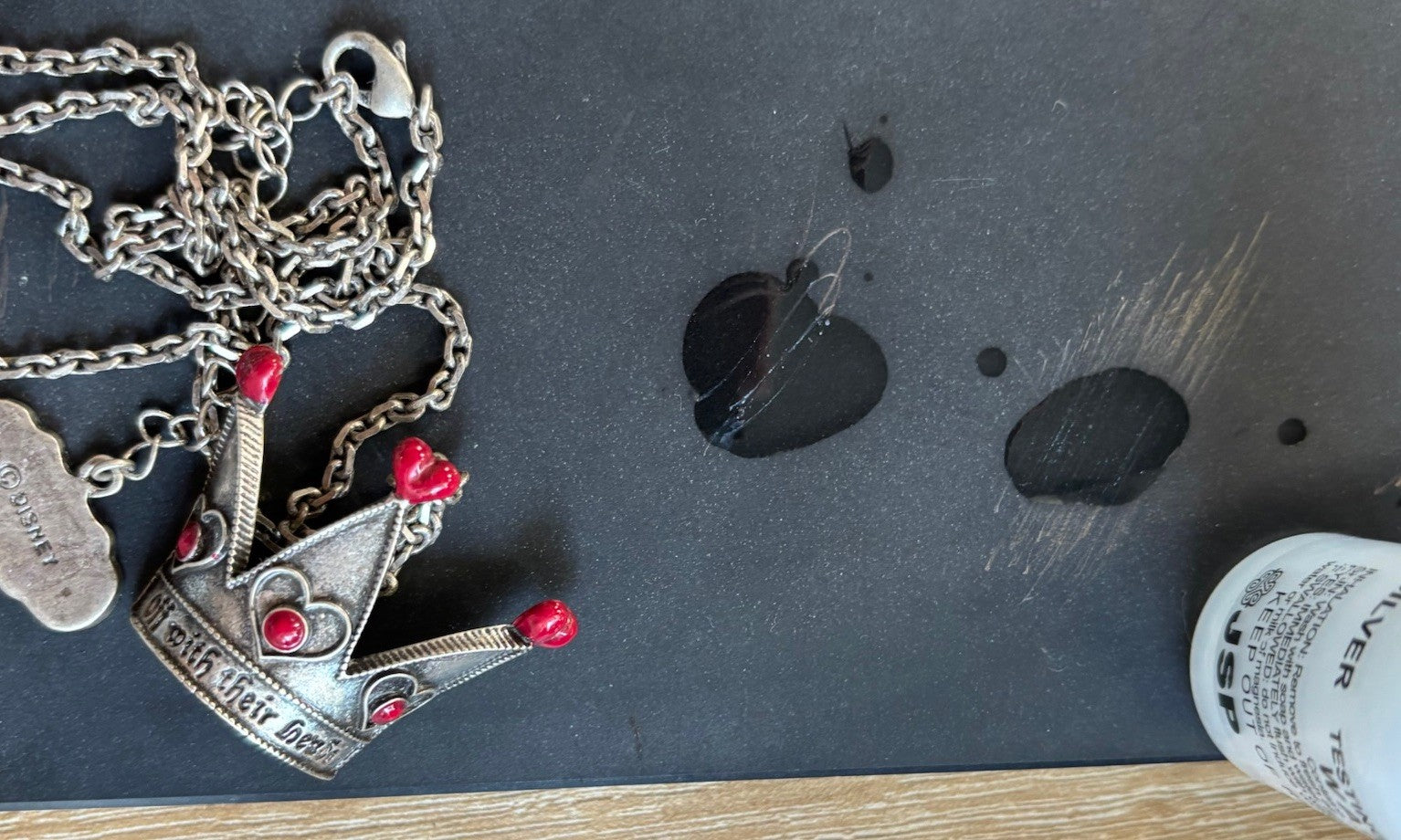 Disney Sterling Queen of Hearts Crown Necklace Off With Their Heads