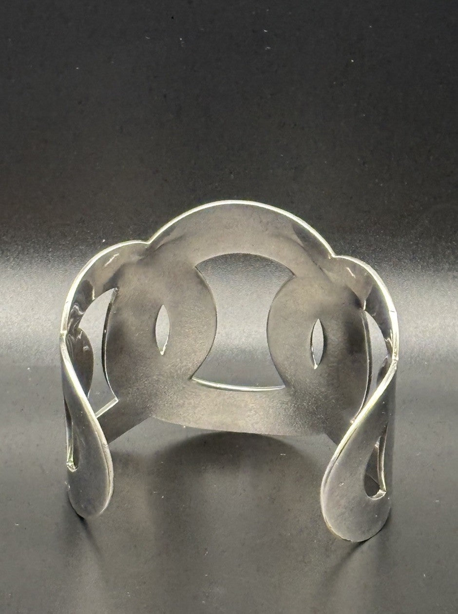 Vintage DM Designer Modernist Wide Cuff Bracelet Brutalist Statement