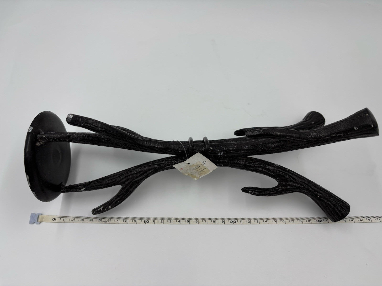 Sculptural Black Cast Aluminium Candle Holders Set Rustic Tree Branch Decor