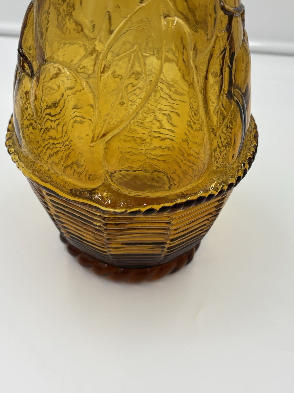 Vintage Empoli Amber Glass Decanter Tall Genie Stopper Large Statement Piece