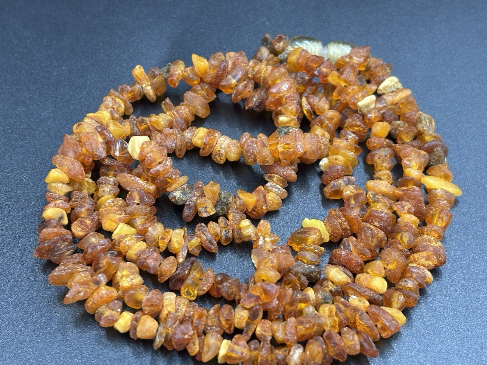Vintage Baltic Amber Necklace Cognac Nugget Beads Double Strand