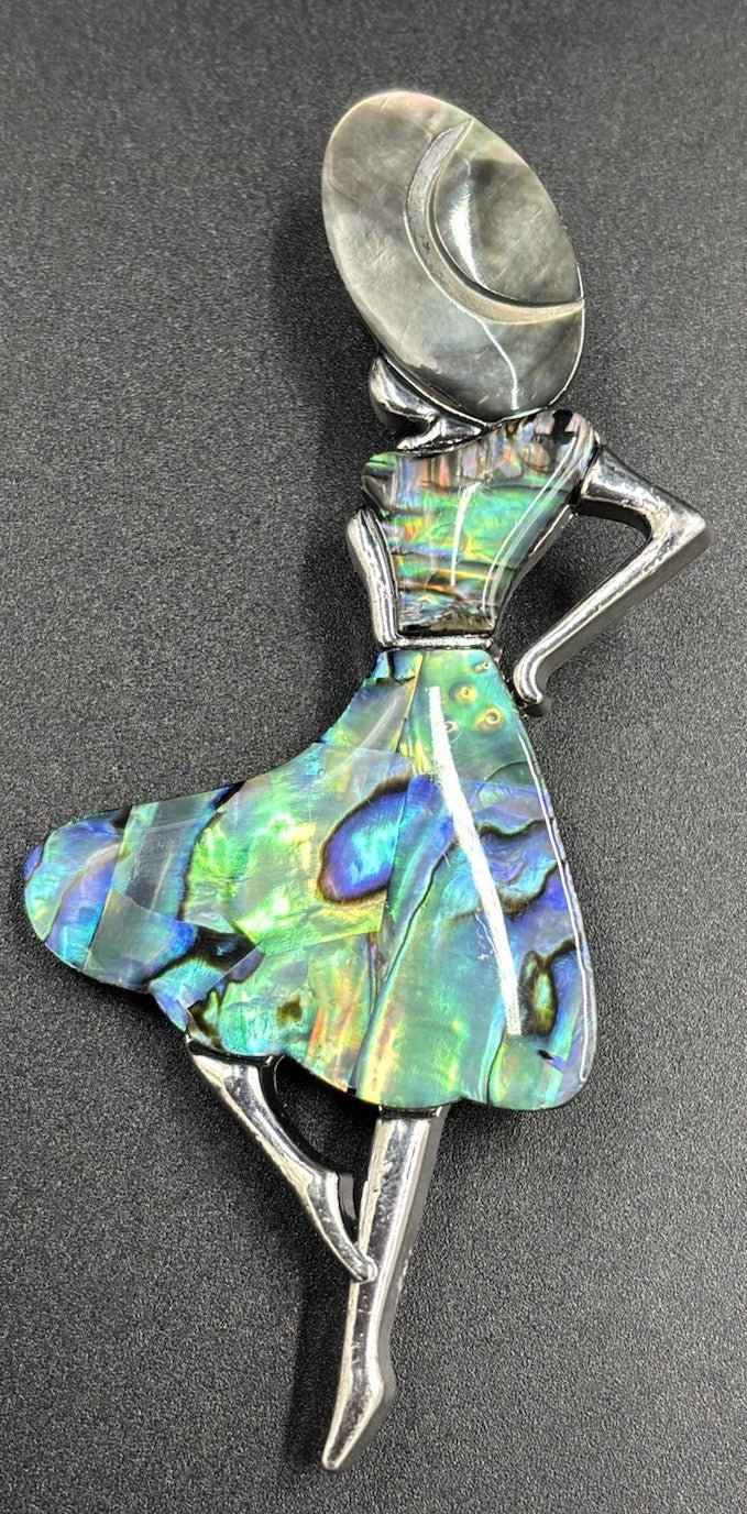 Natural abalone shell dancing girl womens brooch fashion elegant