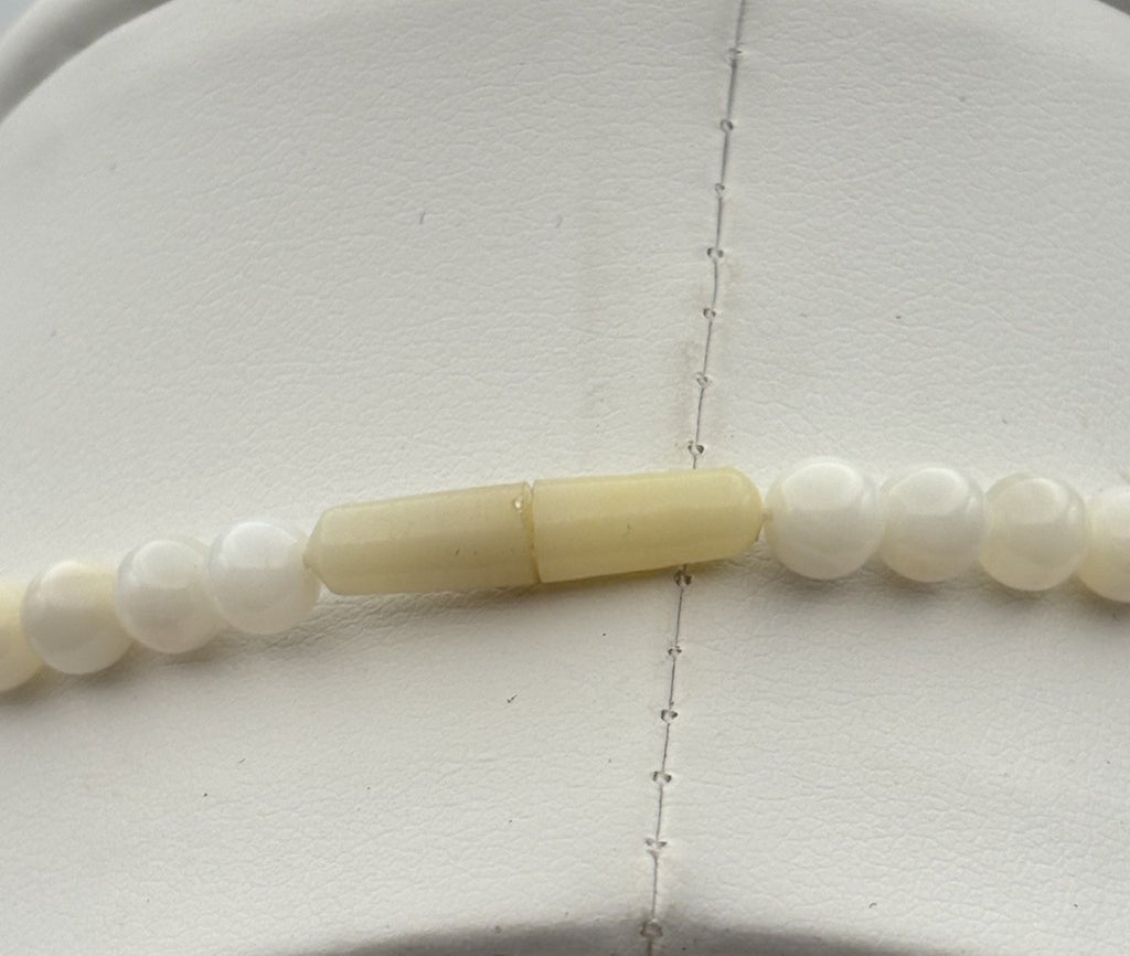Vintage White Shell Bead Necklace & Earrings Set Natural Organic Jewelry