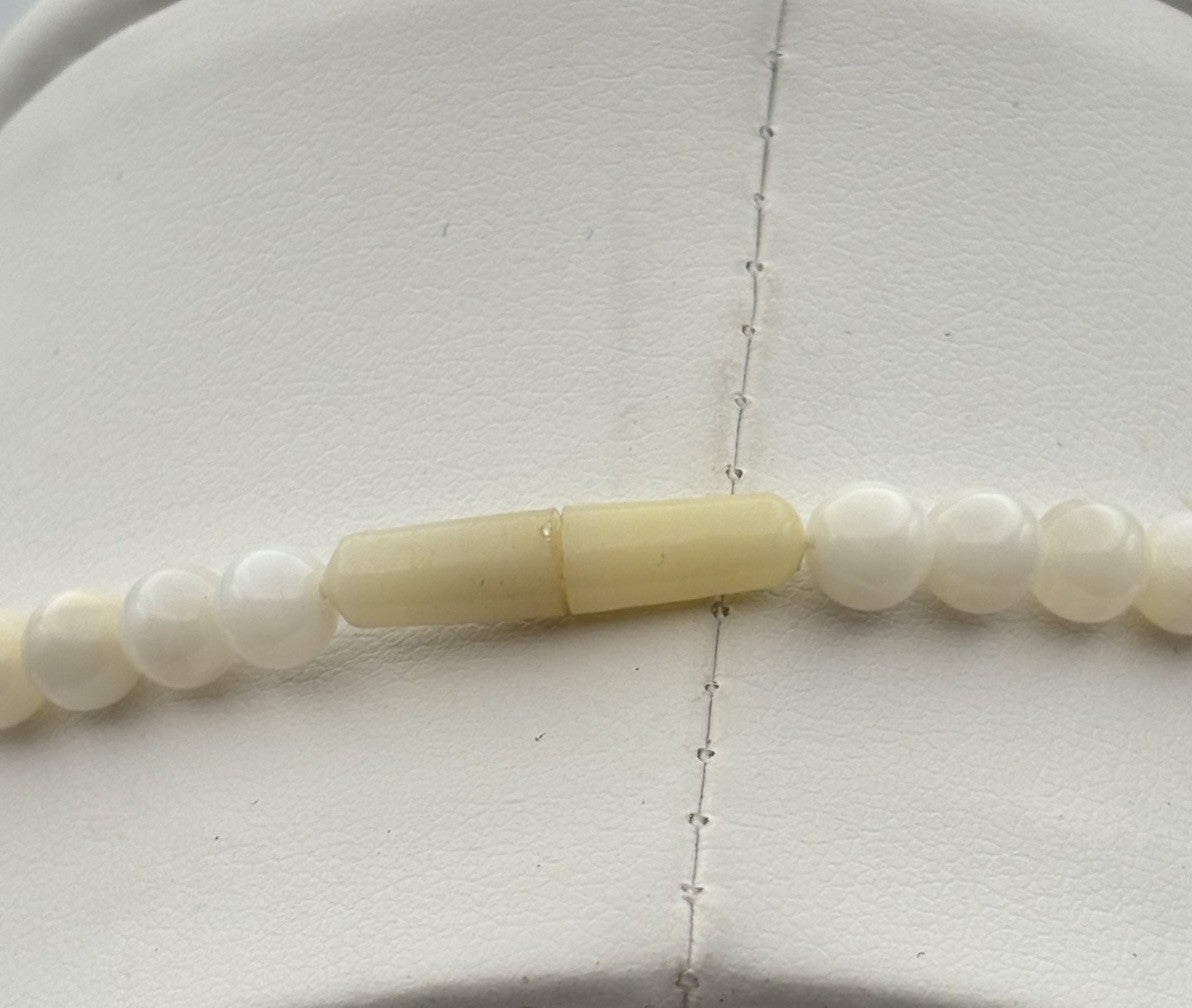 Vintage White Shell Bead Necklace & Earrings Set Natural Organic Jewelry