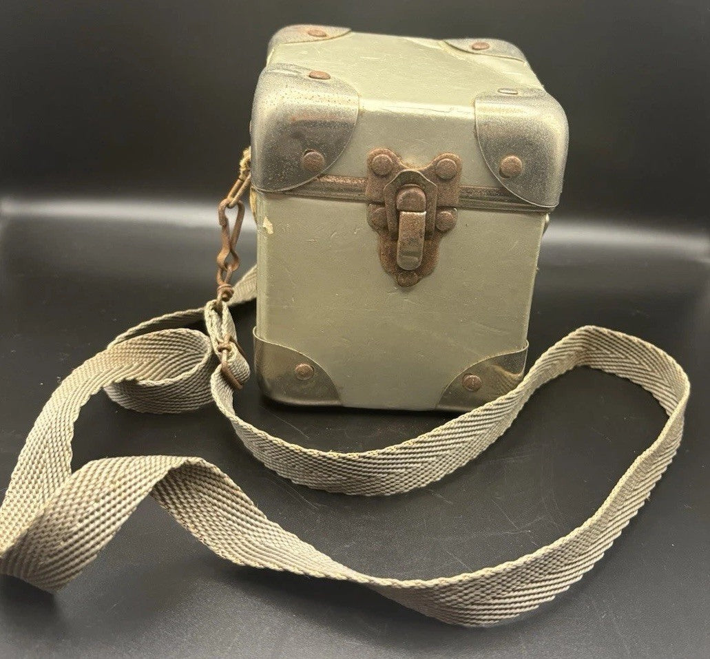 Vintage 1950s Italian Mini Suitcase Travel Case Metal Corners Display Made Italy