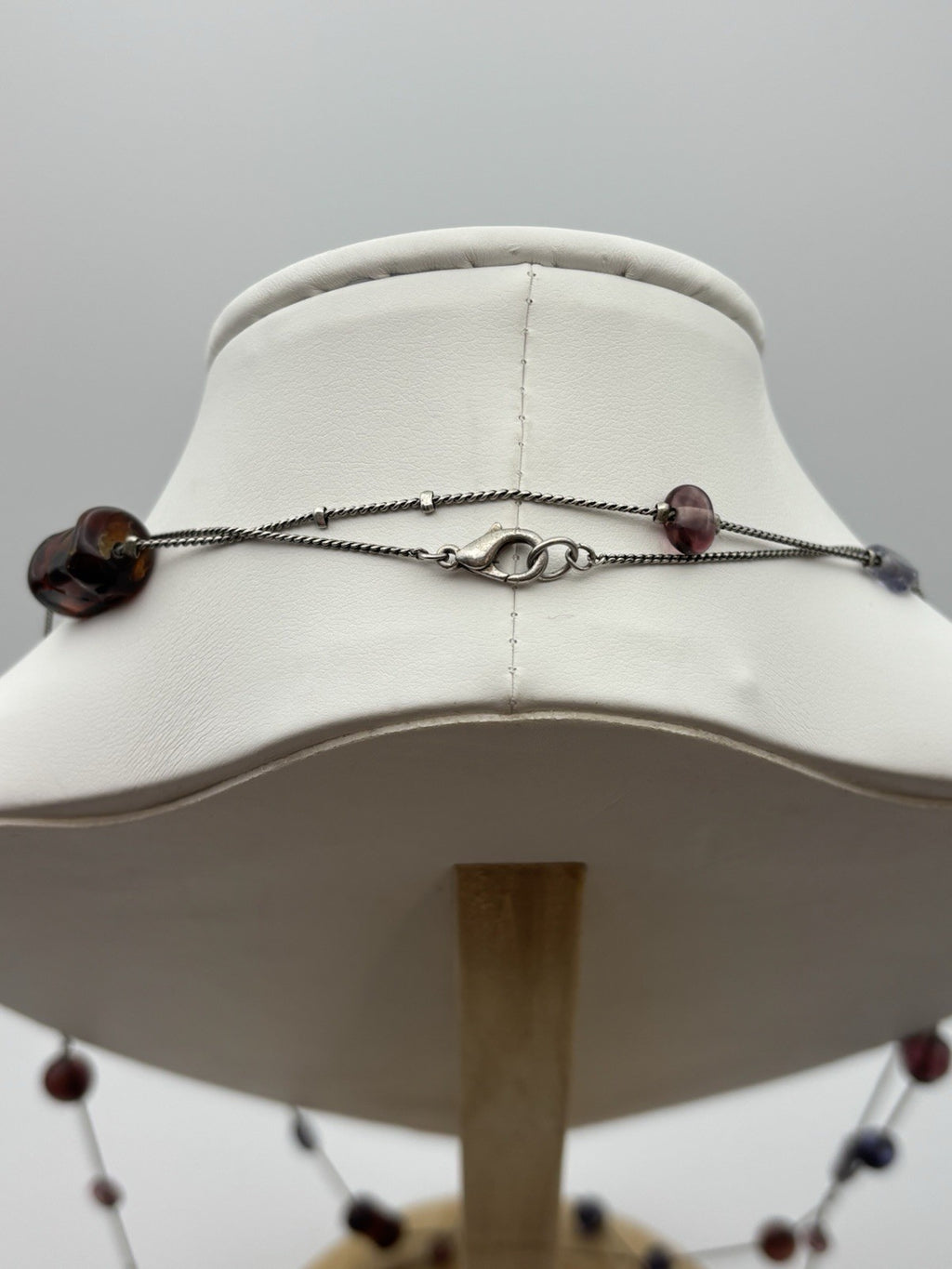 Vintage Sterling Silver Glass Bead Necklace Italy Murano Czech Style