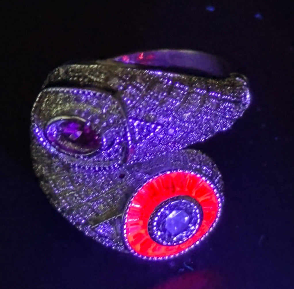 Vintage Style Stamped S925 Silver Ruby CZ Pavé Cocktail Ring US 9¼