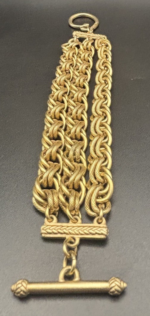 Rare Vintage Oscar De La Renta Multi Chain Bracelet Gold Tone Runway Statement