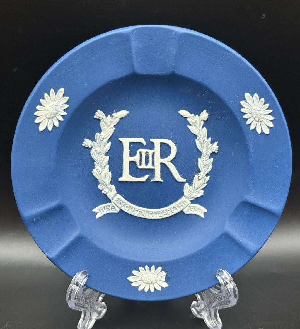 Wedgwood Jasperware ER II Queen Elizabeth Coronation 1953 Dish Blue “ 597 ”