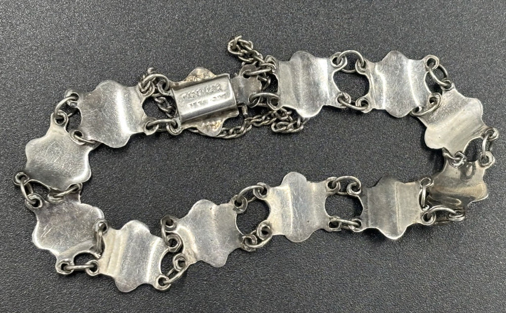 Vintage Siam Sterling Silver Niello Panel Link Bracelet