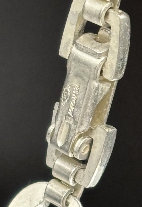 Vintage ROM 925 Sterling Silver Modernist Link Bracelet Mexico 19.5cm