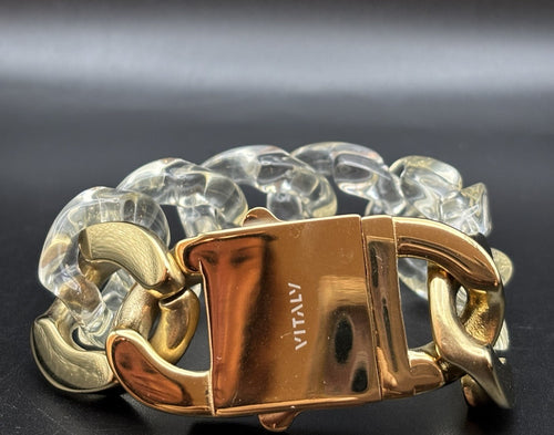 Vitaly clear link chain bracelet, gold tone stainless steel boxed