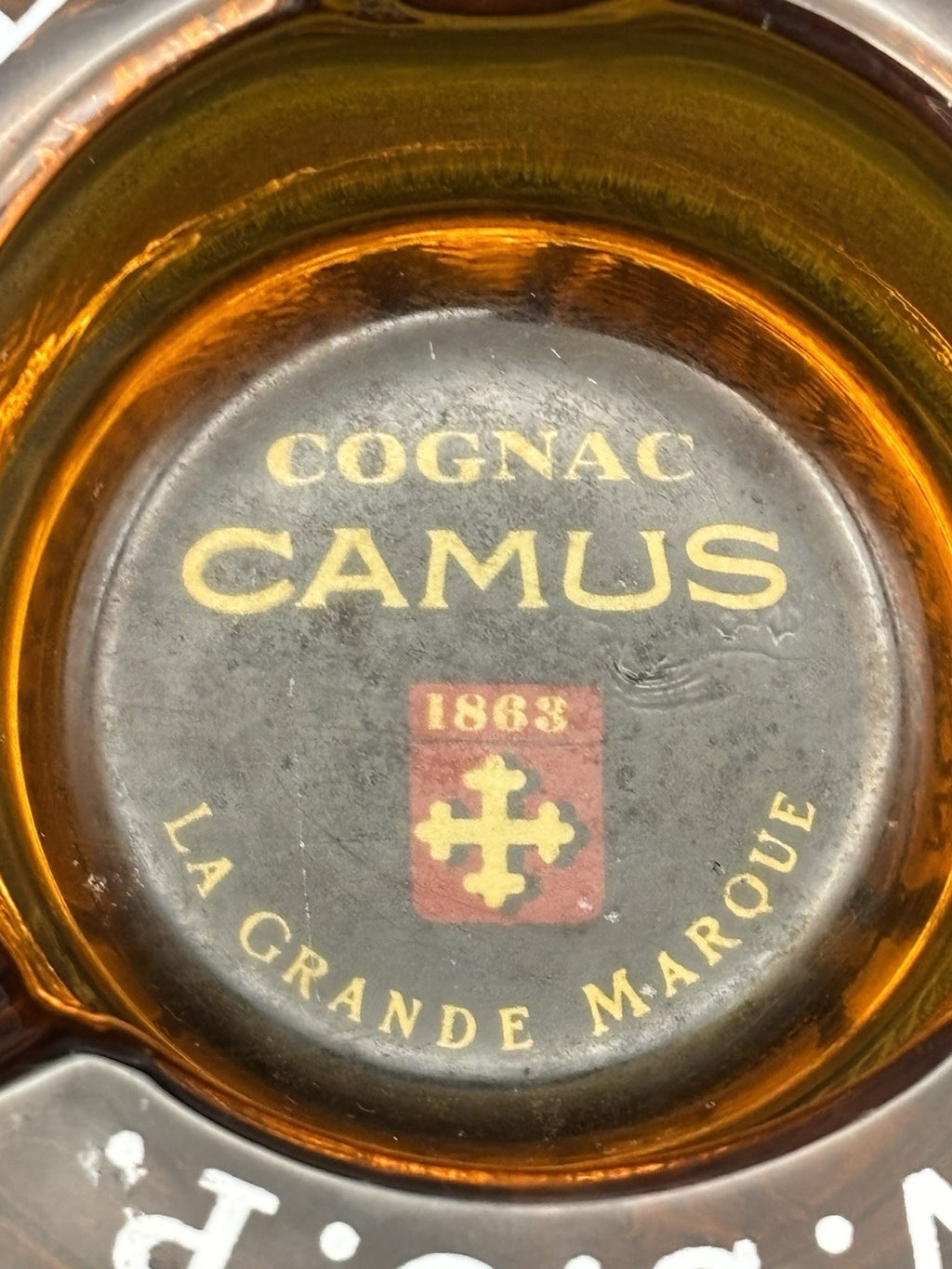 Vintage Camus Cognac Ashtray V.S.O.P Chateau Napoleon Amber Glass France