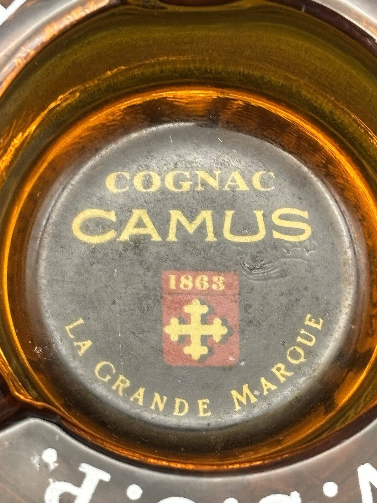 Vintage Camus Cognac Ashtray V.S.O.P Chateau Napoleon Amber Glass France