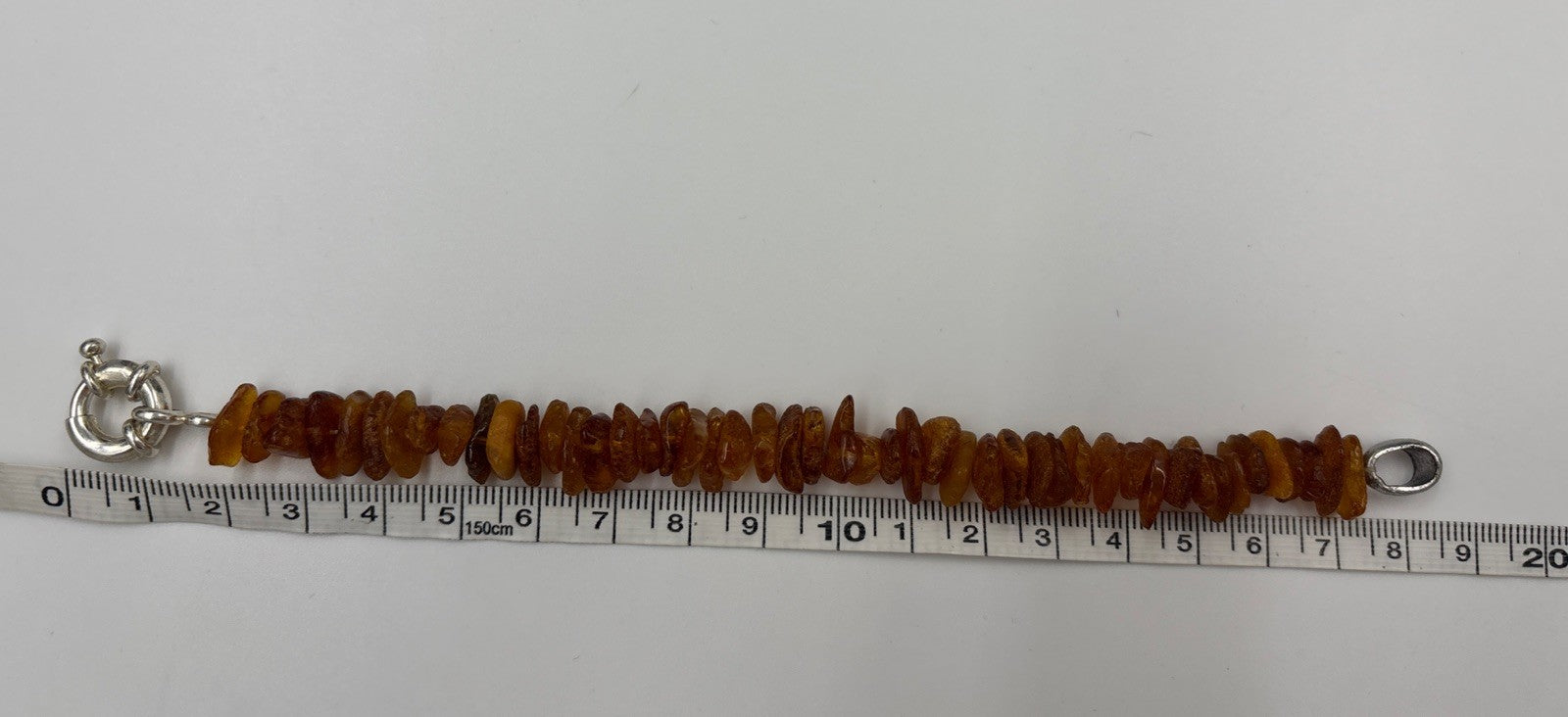 Vintage Baltic Amber Chip Bracelet Sterling Silver Clasp Cognac Natural Gemstone