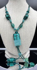 Handmade Dichroic Art Glass Necklace Murano Style Pendant Beaded