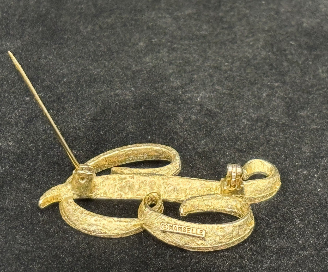 Vintage Mamselle Script Letter B Brooch Gold Tone Monogram