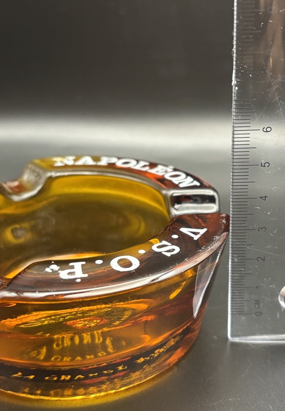 Vintage Camus Cognac Ashtray V.S.O.P Chateau Napoleon Amber Glass France