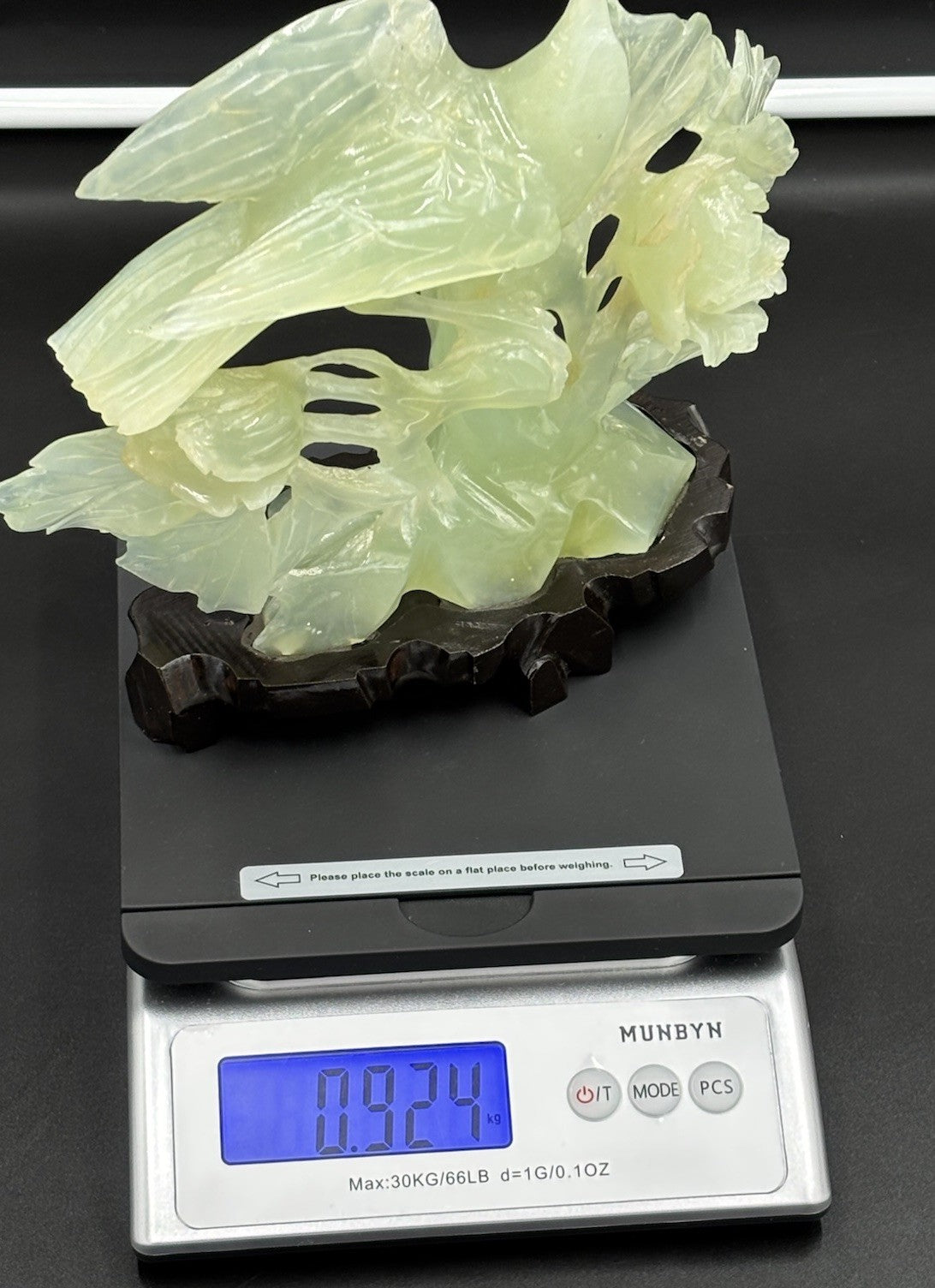 Large Chinese Jadeite Jade Bird Floral Carving Hand Carved Display Sculpture