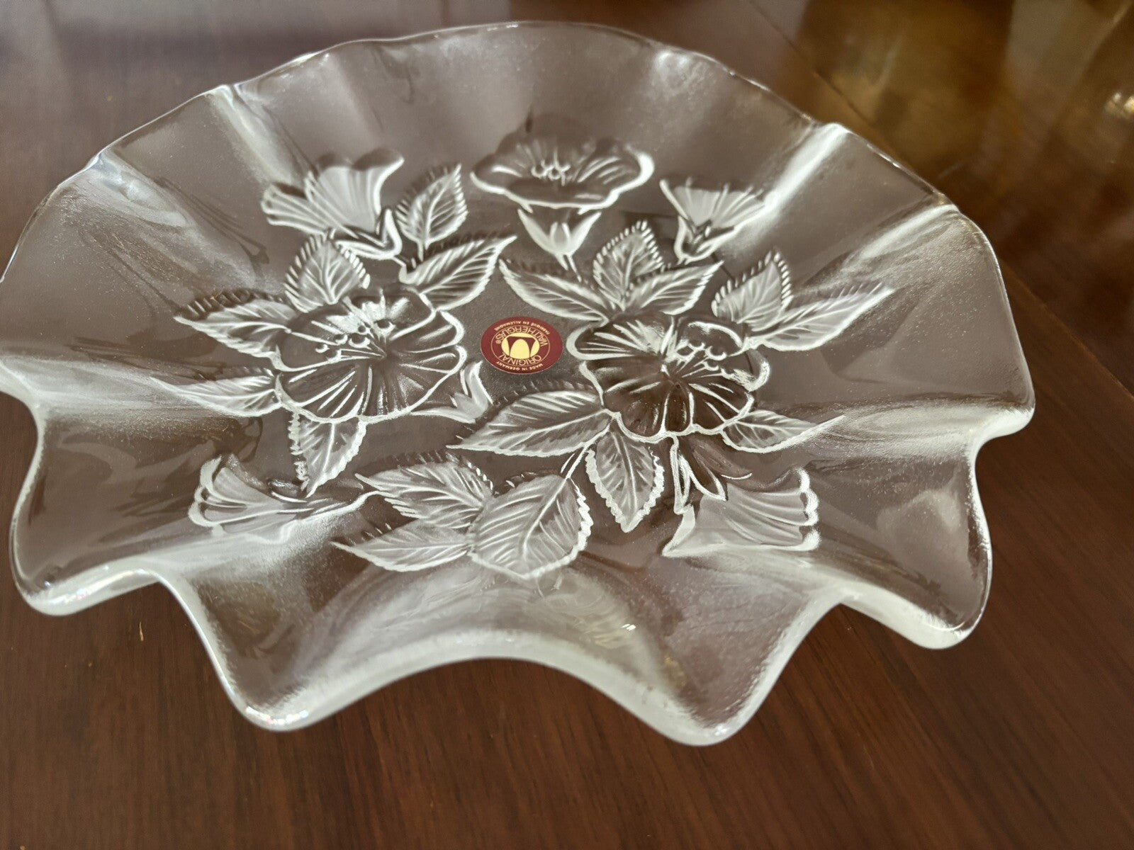 Vintage Walther Glass Mikasa Germany Flower Serving Bowl Candy Dish