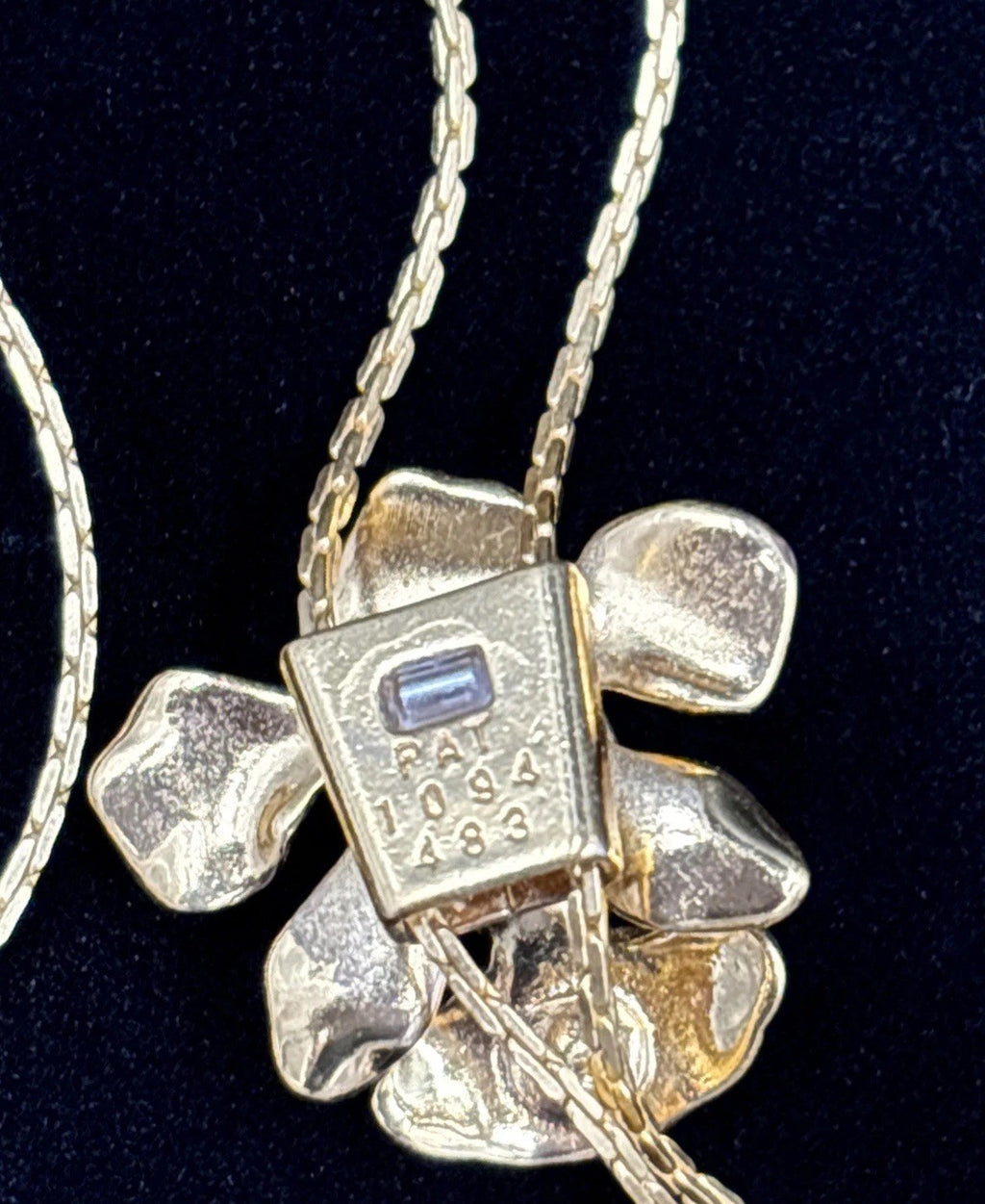Vintage Risis Orchid Necklace Patent Number 1094493 24K Gold Dipped